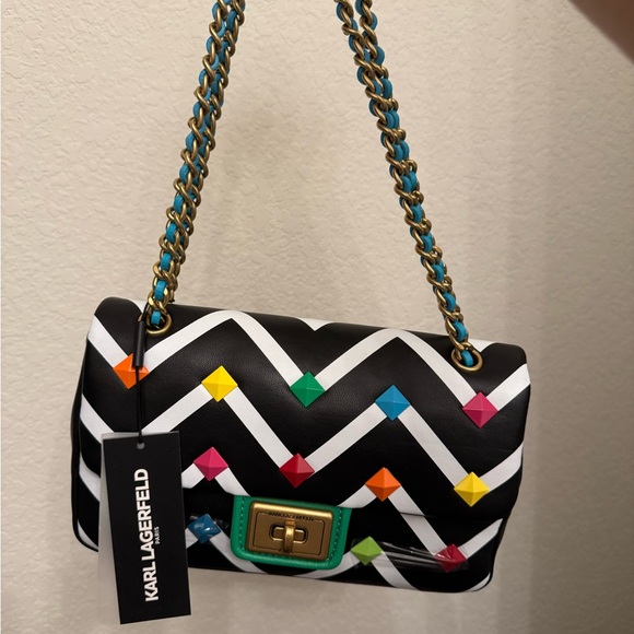 Karl Lagerfeld Handbags - Karl Lagerfeld Multicolor Chevron Shoulder Bag